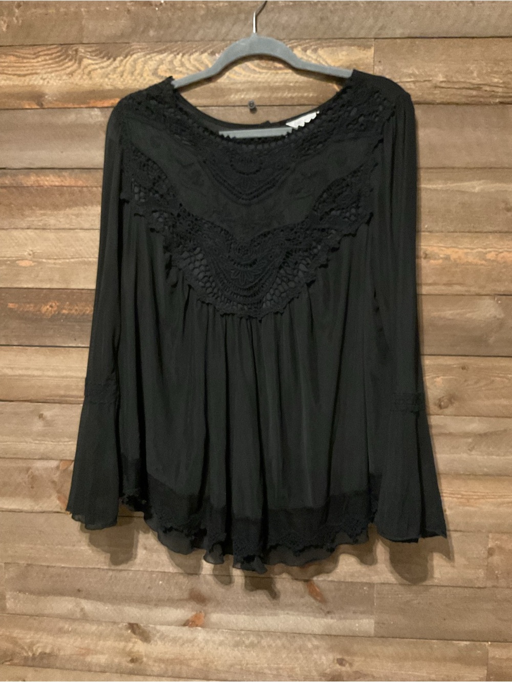 Women’s CATO Black Long Sleeve Lace Top Size Large
